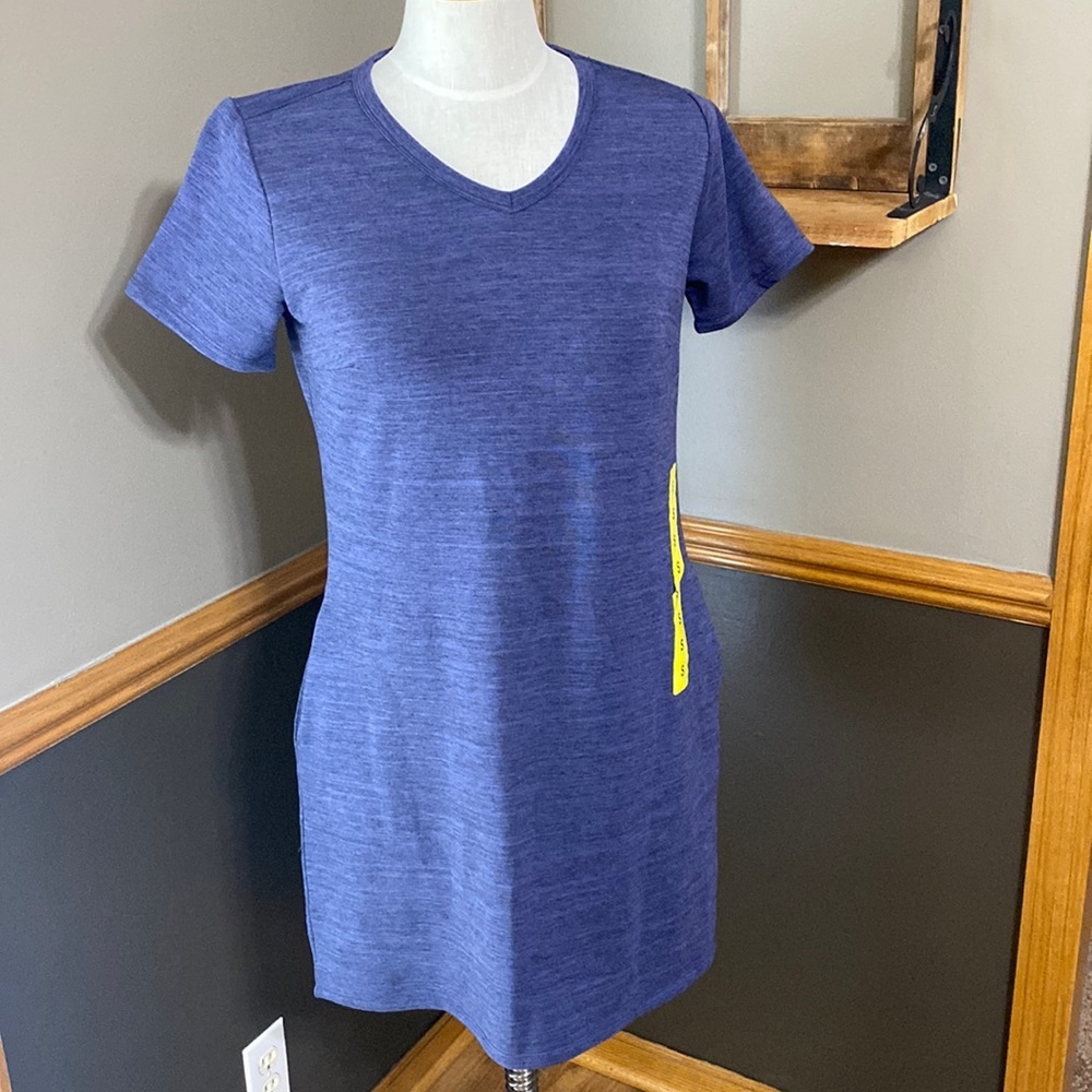 32 degrees skipper blue v neck short sleeve shirt dress with pockets size small